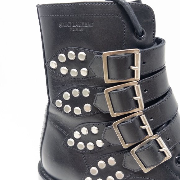 Yves Saint Laurent Black Leather Ranger Boots size 37 EU - Picture 5 of 7